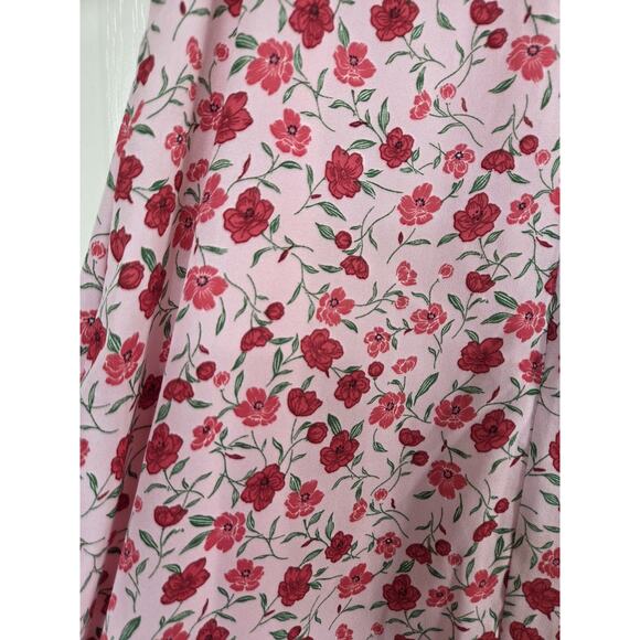 Lulus Reason For Romance Pink Floral Surplice Ruffled Midi Dress, Size Small - Picture 13 of 14